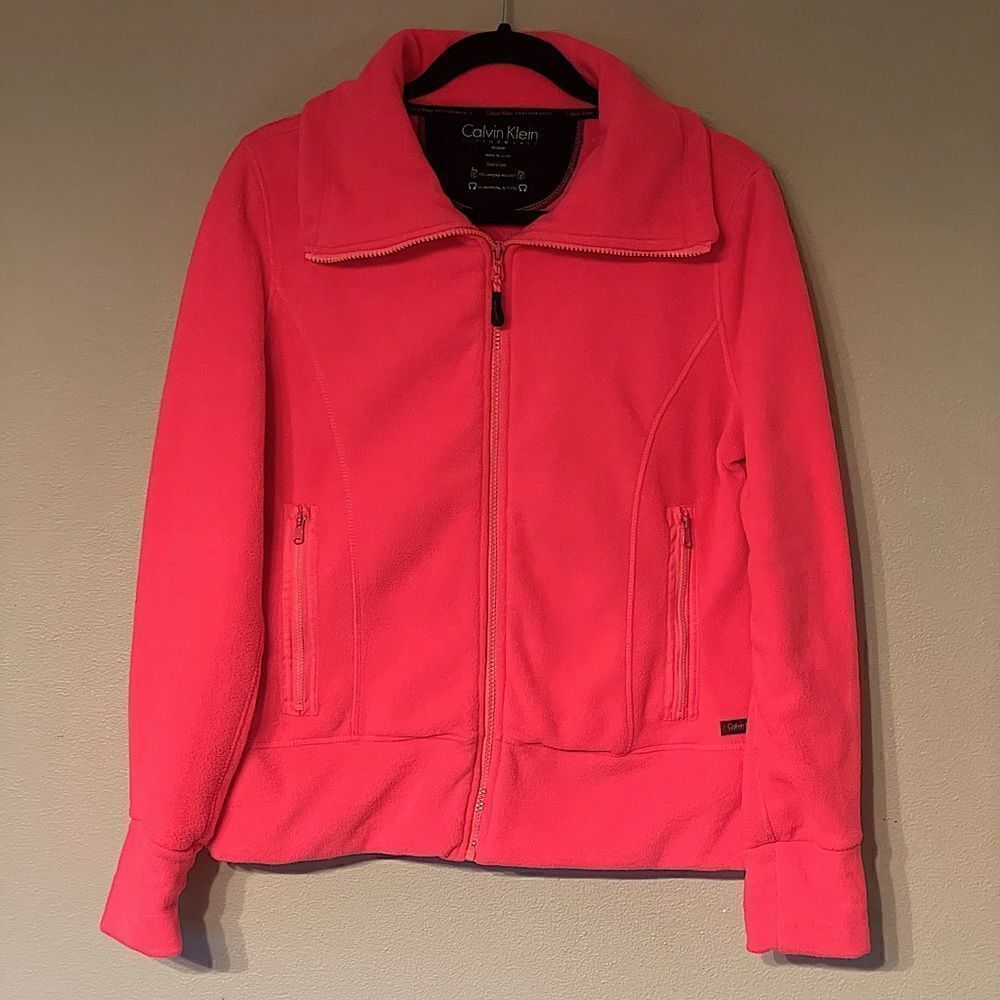 Women’s Calvin Klein Bright Pink, Quick-Dry, Performance Fleece Jacket. Size Med